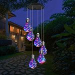 1 Pack Colorful Lights Solar Wind Chimes For Outside Hanging Solar Lights Wind Chime For Women Grandma Mom Birthday Windchimes C