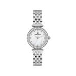 Womens Crystal-embellished Silver-tone Bracelet Watch