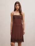 Wisteria Lace Detail Midi Dress - 16 Bitter Chocolate