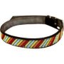 Beaded Leather Collar - Stripe Design Black Leather