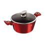 24CM Marble Coating Casserole With Lid - Burgundy Metallic Line