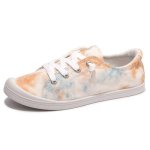 Slip On Shoes Women Canvas Sneakers Low Top Casual Walking Shoes Classic Comfort Flat Shoes For Women Orange & Blue Tie-dye 11