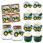 Set Vehicle Cake Toppers Paper Hanging Tags For Farm Tractor Themed Birthday Party Decor Diy Crafts Wrapping