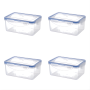 4 Pack - Medium Plastic Food Storage Container - Transparent