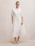 Rachel Short Sleeve Trim Midi Dress - 18 Porcelain