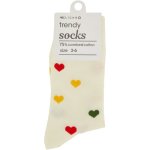 Clicks Trendy Socks Cream With Multi Heart 3-6