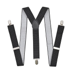 - Suspenders - Black With White Dotted Dots - Broad 3.5 Cm Width