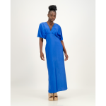 Short Sleeve Satin Formal Dress In Royal Blue - M