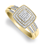 Goldair Gold Diamond Triple Cushion Dress Ring