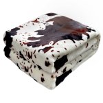 1PC Soft And Warm Cow Print Flannel Blanket For Home Office Camping And Travel