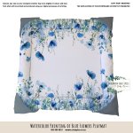 Playmat Floral Watercolor Painting Of Blue Flowers Playmat