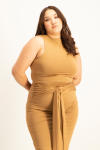 Hazel High Neck Crop Top - Toasted Coconut - XL
