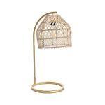 Rattan And Metal Table Lamp Satin Gold
