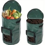 1 Bag Outdoor Compost Box Reusable Garbage Bag Self-made Nutrient Soil Compost Bag Kitchen Waste Collection Bag Two-way Zipper With Fertilizer Port 128.7 L