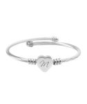 Letter M Heart Engraved Stainless Steel Open Bracelet For Women