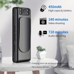 Portable Wearable Action Camera With Rechargeable Battery USB Connectivity 90 Rotating Lens - Ideal For Security Guards Law Enfo