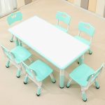 Monleelnom Children's Table And Chair Set Suitable For Boys And Girls Age 2-12 Height Adjustable Table Top Can Be Painted With 6