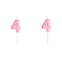 2 Pack - Number 4 Birthday Candle - Pink