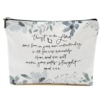 Watercolor Floral Makeup Bag For Women Bible Verse Portable Travel Organizer Toiletry Cosmetic Bag With Zipper Roomy Makeup Bags
