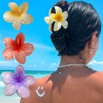 3PCS Set Elegant Frangipani Flower Hair Clips For Women - Versatile All-season Fashion Accessories