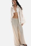 Wide Crinkled Trousers - Beige