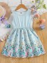 Toddler Girls Sleeveless Butterfly & Flowers Graphic Princess Dress For Party Beach Vacation Kids Summer Clothes