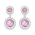 2-TIER Circular Drop Earrings With Pink
