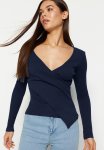 Wrap Knit Top - Navy