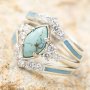 Boho Style Stacking Rings Silver Plated Paved Turquoise Symbol Of Elegance And Beauty Match Daily Outfits Party Accessories Gift For Female