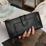 Classic Solid Color Long Clutch Wallet Versatile Lightweight Coin Purse Minimalist Retro Style Purse