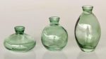 S 3 Small Green Glass Vases 12CM Tallest