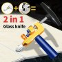 2-IN-1 Glass Tile Cutter All-in-one Glass Knife Brick Cutter Tile Opener Diamond Roller Glass Cutter Sliding Glass Tile Cutter Portable Building Cutting Tool Birthday