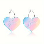 Laser Heart Shape Love Decor Dangle Earrings Classic Elegant Style Acrylic Jewelry Valentine's Day Gift For Lovers