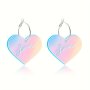 Laser Heart Shape LOVE Decor Dangle Earrings Classic Elegant Style Acrylic Jewelry Valentine's Day Gift For Lovers