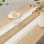 Cotton Woven Table Runner - 100% Cotton Rectangle Dining Table Decor Elegant Handmade Weaving For Living Room Tv Stand Coffee Ta