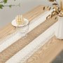 Cotton Woven Table Runner - 100% Cotton Rectangle Dining Table Decor Elegant Handmade Weaving For Living Room Tv Stand Coffee Table Display