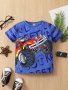 Boys Off-road Vehicle Graphic Short Sleeves Round Neck T-Shirt Tee Top Casual Soft Comfortable For Summer Kids Clothes