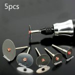 5PCS SET Stainless Steel Slice Metal Cutting Disc With 1 Mandrel For Rotary Tools 16 18 22 25 32MM Cutting Disc