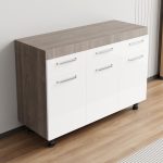 3 Door Base White + Dark Oak