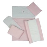 Cot Set 5PCE Pink Sleepy Bear On Moon