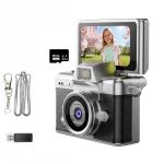 MINI Digital Camera 48MP 1080P Flip Screen Dual Colours With 32GB Card