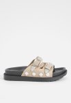 Western Detail Buckle Footbed Buckle Sliders - Taupe