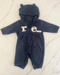 Woolworths Blue Fleece Re Hooded Onesie Newborn