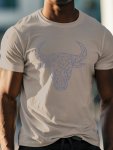 Geometric Bull Print Short Sleeve T-Shirt For Men Summer Casual Athletic Crew Neck Top For Daily Wear