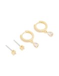 Goldair Gold Plated Brass Cubic Zirconia April Birthstone Earrings 2 Pack