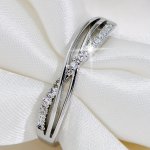 Minimalist Ring Trendy Intertwine Design Inlaid Shining Zirconia Silvery Or Golden Make Your Call Match Daily Outfits Party Acce