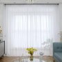 1PC White Sheer Voile Curtain Rod Pocket Voile Window Drapes For Living Room And Bedroom Office Home Decoration