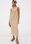 Tie-detail Throw-on Dress - Beige