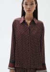 Patterned Satin Shirt - Burgundy patterned