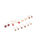 Goldair Gold Red Flower & Bow Earrings 7-PACK